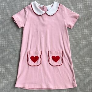 Little English Pink Dress with Red Heart Pockets